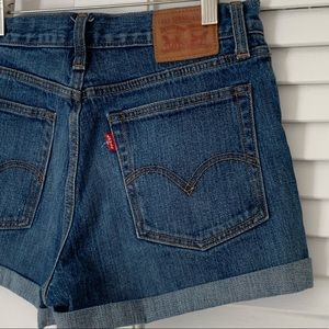 Levi white cone denim shorts